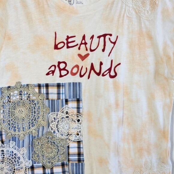 Anthropologie Pilcro Women's XL Graphic Tee Multicolor Lace Accents - Picture 3 of 4